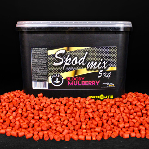 Pro Elite Baits Gold Pellets Bucket Spod Mix Bloody Mulberry 5kg