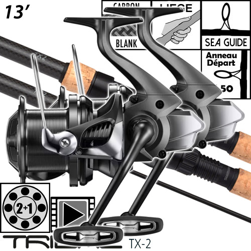 Ensemble Shimano Tribal TX-2A Carp Intensity Full Cork 13' 3.5lbs Aerlex XTC 14000 (les 2)