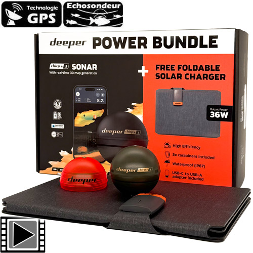 Sondeur GPS Deeper CHIRP 3D + Panneau Solaire 36W