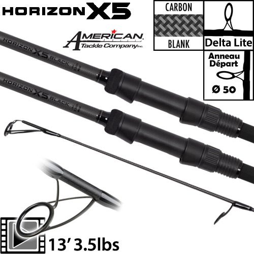 Fox Horizon X5 Black 50mm 13' 3.5lbs Rod (x2)