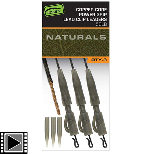 Fox Edges Naturals Copper-Core Power Grip Lead Clip Leader (x 3)