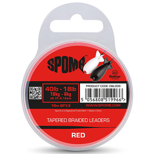 Tête de Ligne Spomb Tapered Braided Leaders 40-18lbs Red (3x10m)