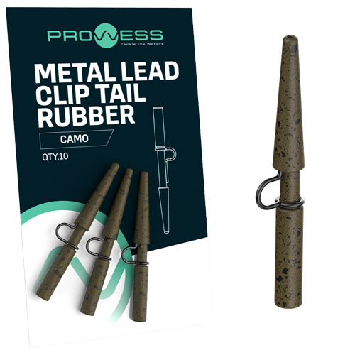 Clip Plomb Prowess Metal Lead Clip with Tail Rubber Camo (par 10)