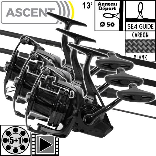 Ensemble Avid Carp Ascent 50mm 13' 4lbs Full Shrink Revolve 8000FD (les 3)